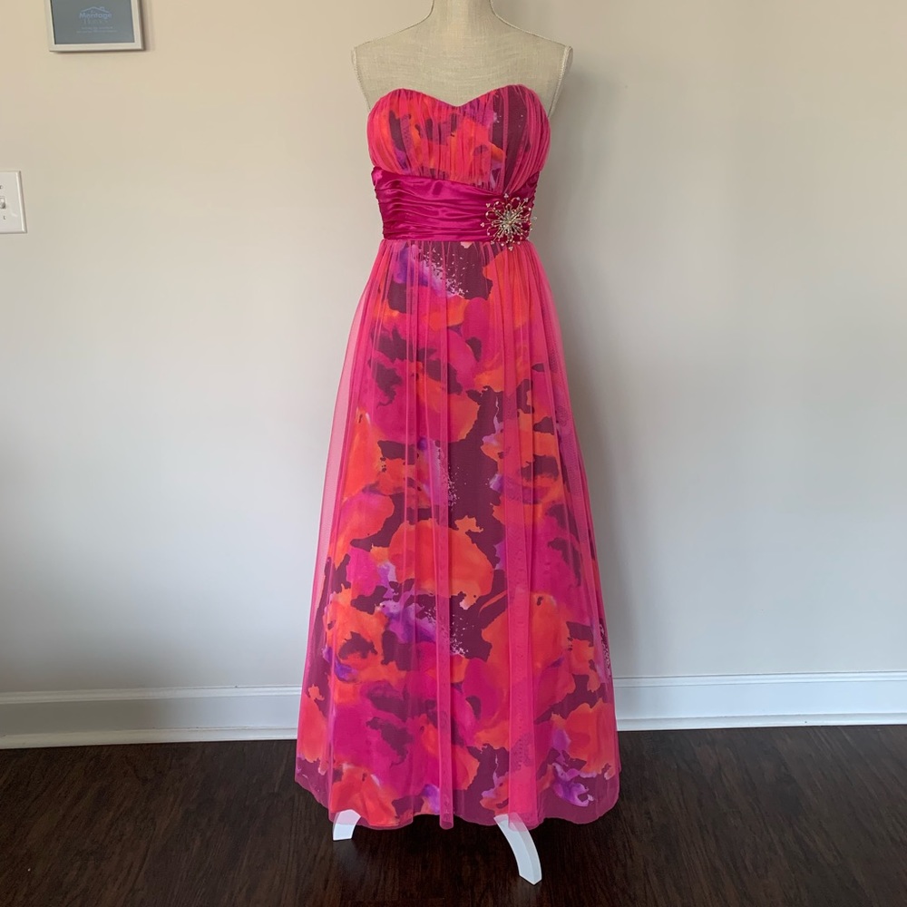 Fuchsia & Orange Prom/Pageant Gown